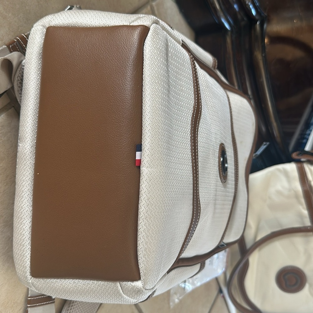 Price for 2-Cream and Brown Backpack Delsey France - Picture 3 of 16
